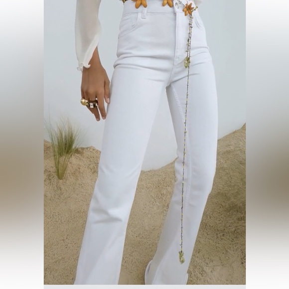 Zara white high rise flared jeans Sz 2 - Picture 6 of 9